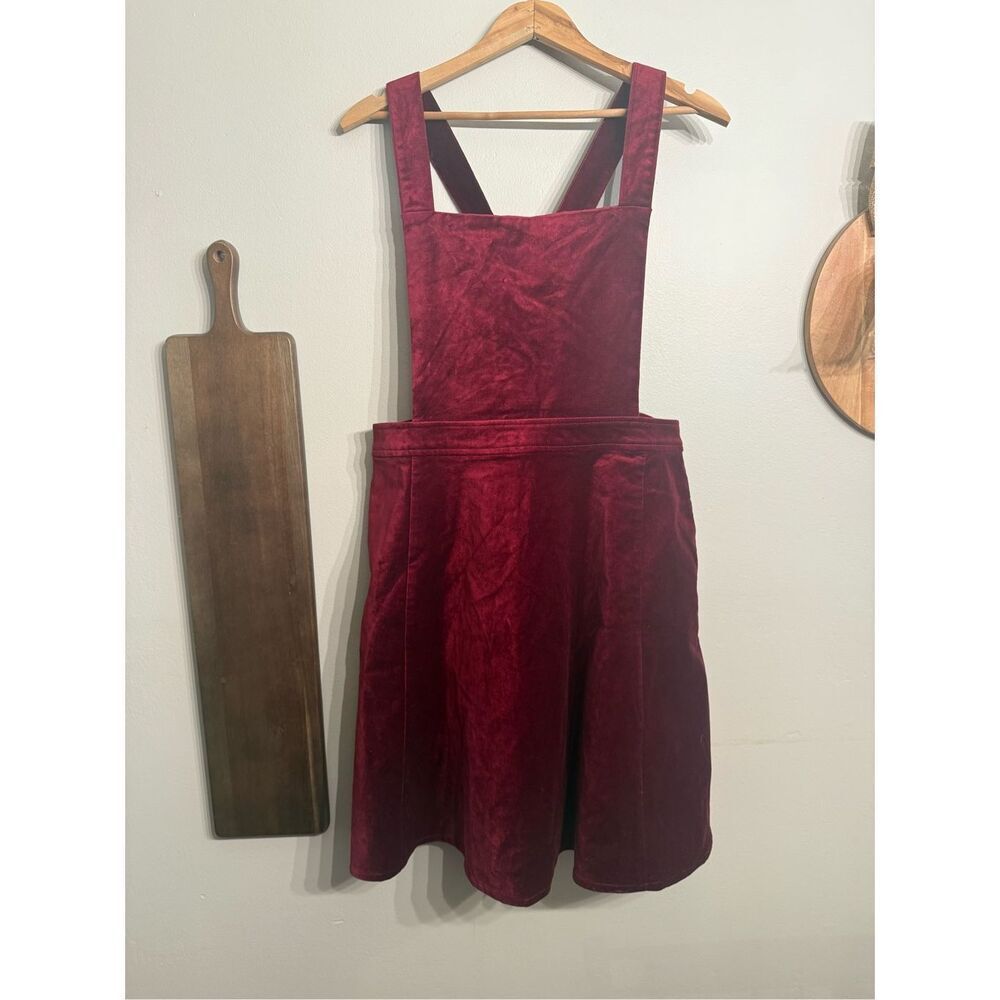 Modcloth Burgundy Pinafore Mini Dress
